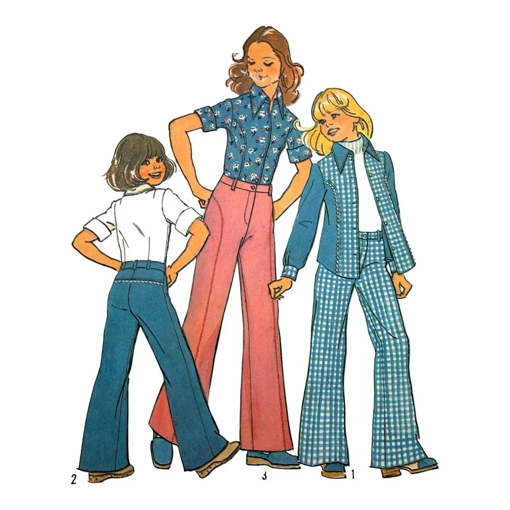 VTG 1974 Simplicity Sewing Pattern Girls Shirt & Boy-Cut Jeans Size 10 #6784